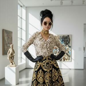 90s Deadstock Lauren Jeans Co Ditsy Floral Ribbed Knit Cottagecore Shirt XS